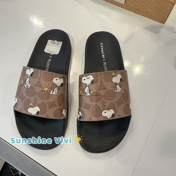 NWT Coach X Peanuts Woman Udele Sport Slide Snoopy CBM96 US6 - Picture 1 of 7